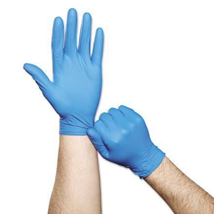 Disposable Nitrile Gloves, Small Industrial Grade, 4.5 Grams/Piece, 3.5-4.0-Mil Thickness, Powder Free, Textured Fingers, Beaded Cuff, 10 Boxes of 100 Pieces