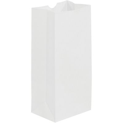 5 x 3 1/4 x 9 3/4" White Grocery Bags