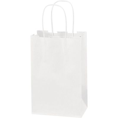 5 1/2 x 3 1/4 x 8 3/8" White Paper Shopping Bags