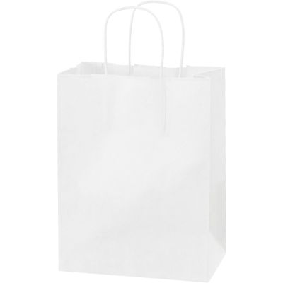 8 x 4 1/2 x 10 1/4" White Paper Shopping Bags