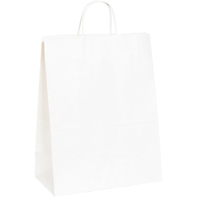 13 x 7 x 17" White Paper Shopping Bags