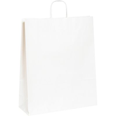 16 x 6 x 19 1/4" White Paper Shopping Bags