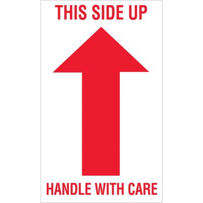 3 x 5" - "This Side Up - Handle With Care" Arrow Labels