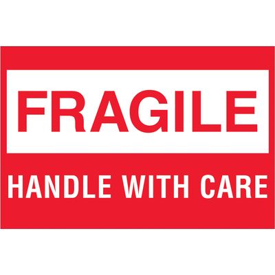 2 x 3" - "Fragile - Handle With Care"