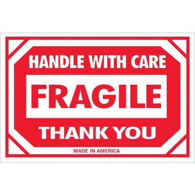 2 x 3" - "Fragile - Handle With Care" Labels