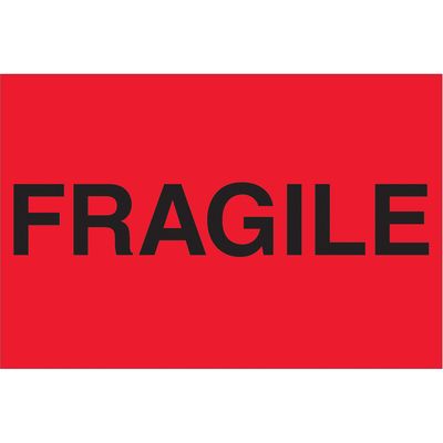 2 x 3" - "Fragile" (Fluorescent Red) Labels