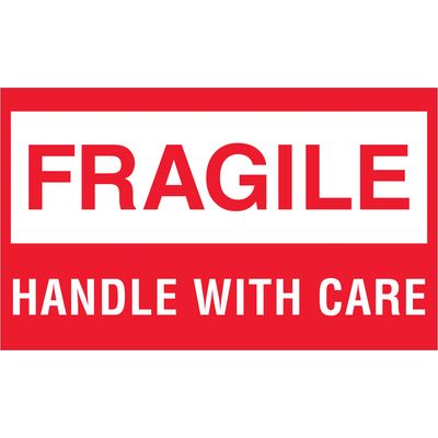 3 x 5" - "Fragile - Handle With Care" Labels