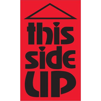 3 x 5" - "This Side Up" (Fluorescent Red) Labels