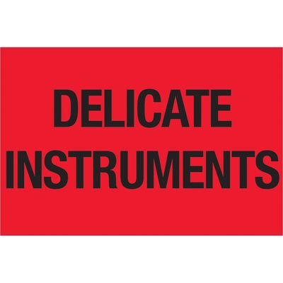 2 x 3" - "Delicate Instruments" (Fluorescent Red) Labels