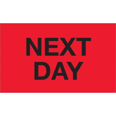 3 x 5" - "Next Day" (Fluorescent Red) Labels