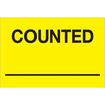 2 x 3" - "Counted ___" (Fluorescent Yellow) Labels