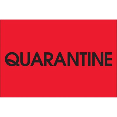 2 x 3" - "Quarantine" (Fluorescent Red) Labels