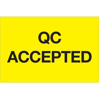 2 x 3" - "QC Accepted" (Fluorescent Yellow) Labels