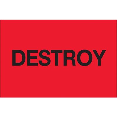 2 x 3" - "Destroy" (Fluorescent Red) Labels