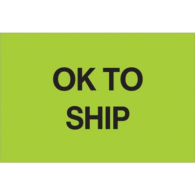 2 x 3" - "OK To Ship" (Fluorescent Green) Labels