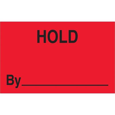 1 1/4 x 2" - "Hold By" (Fluorescent Red) Labels