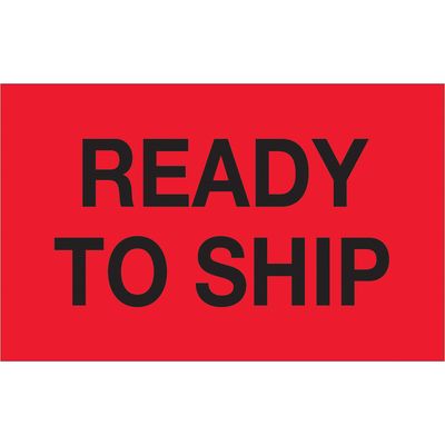 1 1/4 x 2" - "Ready To Ship" (Fluorescent Red) Labels