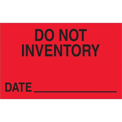 1 1/4 x 2" - "Do Not Inventory - Date" (Fluorescent Red) Labels