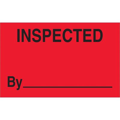 1 1/4 x 2" - "Inspected" (Fluorescent Red) Labels