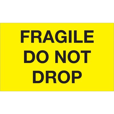 3 x 5" - "Fragile - Do Not Drop" (Fluorescent Yellow) Labels