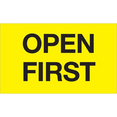 3 x 5" - "Open First" (Fluorescent Yellow) Labels