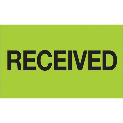 3 x 5" - "Received" (Fluorescent Green) Labels