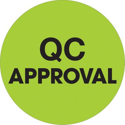 2" Circle - "QC Approval" Fluorescent Green Labels