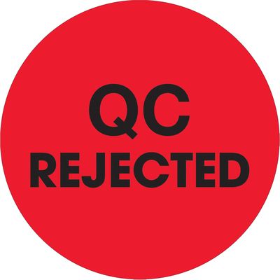 2" Circle - "QC Rejected" Fluorescent Red Labels