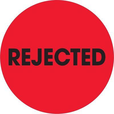 2" Circle - "Rejected" Fluorescent Red Labels