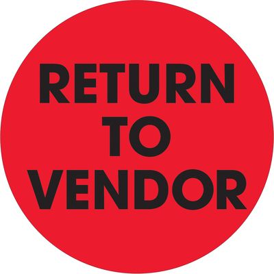 2" Circle - "Return To Vendor" Fluorescent Red Labels