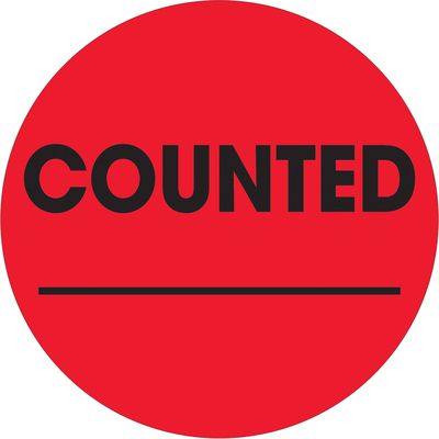 2" Circle - "Counted ___" Fluorescent Red Labels