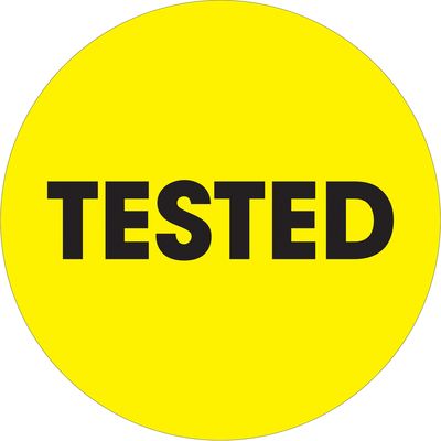 2" Circle - "Tested" Fluorescent Yellow Labels