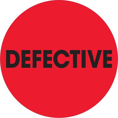 2" Circle - "Defective" Fluorescent Red Labels