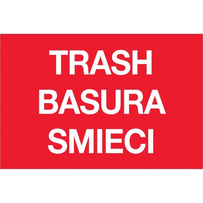 2 x 3" Red Rectangle "Trash/Basura/Smieci"