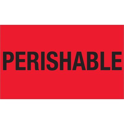 3 x 5" - "Perishable" (Fluorescent Red) Labels