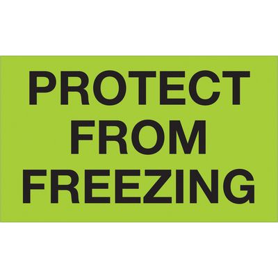 3 x 5" - "Protect From Freezing" (Fluorescent Green) Labels