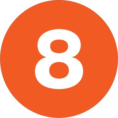 3" Circle - "8" (Orange) Number Labels