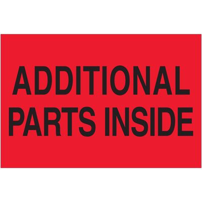 2 x 3" - "Additional Parts Inside" (Fluorescent Red) Labels