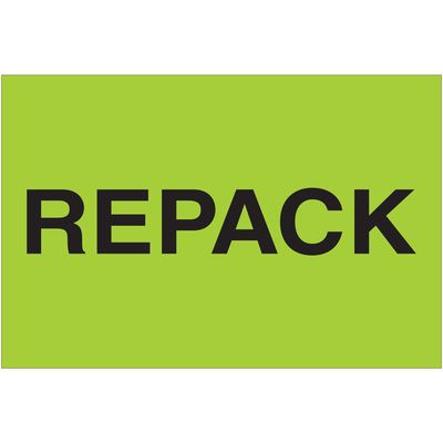 2 x 3" - "Repack" (Fluorescent Green) Labels