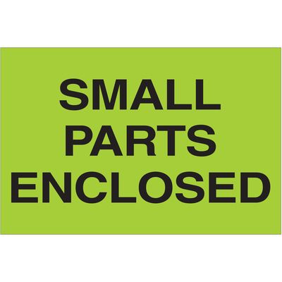 2 x 3" - "Small Parts Enclosed" (Fluorescent Green) Labels