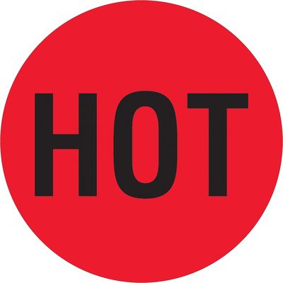 2" Circle - "Hot" (Fluorescent Red) Labels