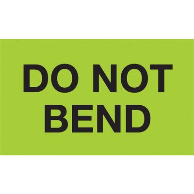 3 x 5" - "Do Not Bend" (Fluorescent Green) Labels