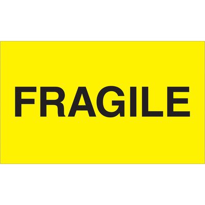 3 x 5" - "Fragile" (Fluorescent Yellow) Labels