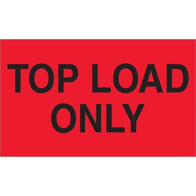 3 x 5" - "Top Load Only" (Fluorescent Red) Labels