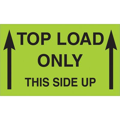 3 x 5" - "Top Load Only - This Side Up" (Fluorescent Green) Labels