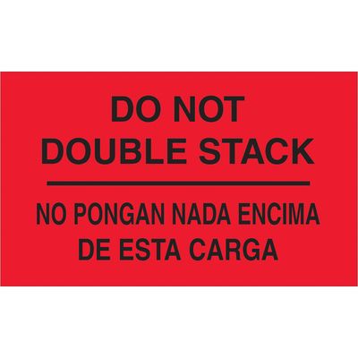 3 x 5" - "No Pongan Nada Encima De Esta Carga" (Fluorescent Red) Bilingual Labels