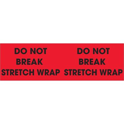 3 x 10" - "Do Not Break Stretch Wrap" (Fluorescent Red) Labels