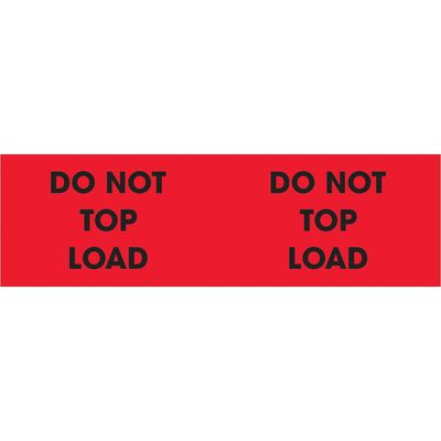 3 x 10" - "Do Not Top Load" (Fluorescent Red) Labels