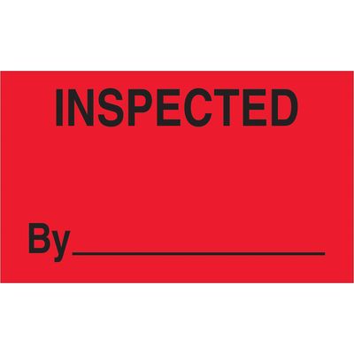 3 x 5" - "Inspected By" (Fluorescent Red) Labels