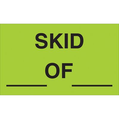 3 x 5" - " Skid __ of __" (Fluorescent Green) Labels